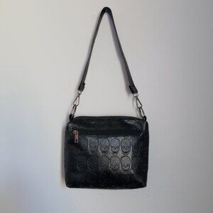 Black embossed skull mini bag/ purse with strap